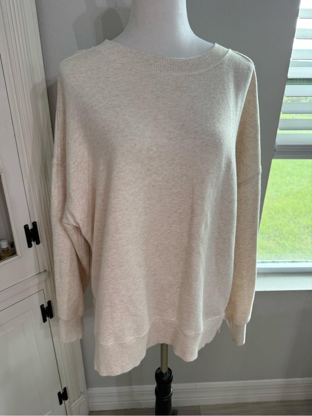 Aerie Women's Cream Lightweight Crewneck Sweater
